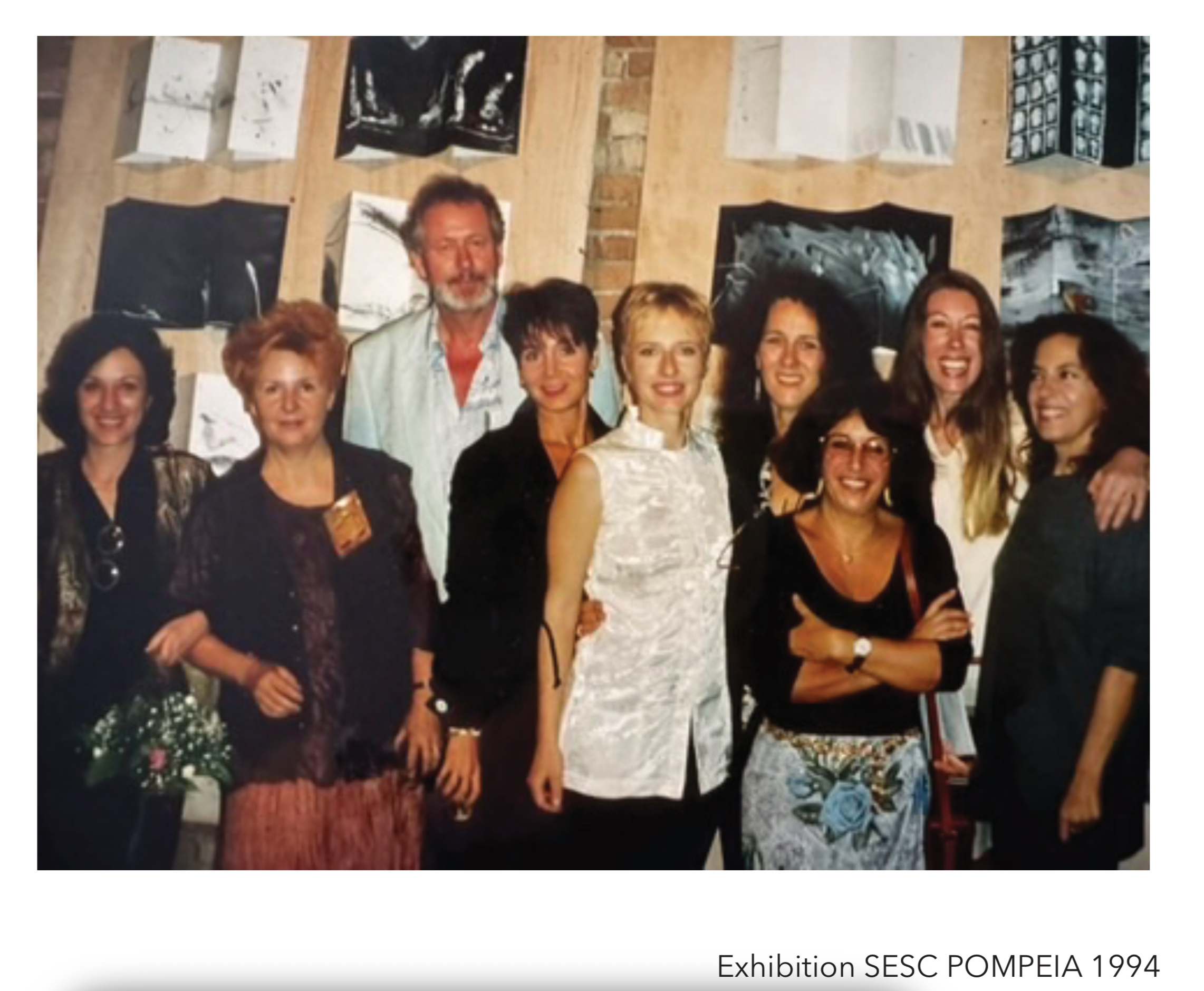 ESC Pompeia exhibition opening São Paulo 1994 with artists and Ponte Cultura tea